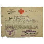 Удостоверение прошедшего курсы санитаров Вермахта, служащего в 523 пехотном полку